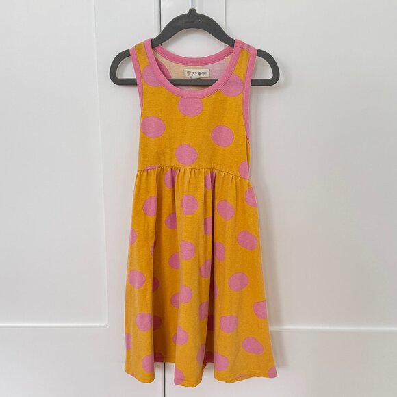 Kids' Racerback Tank Dress In Yellow Agate Dense Dot Size 6 - Picture 3 of 5